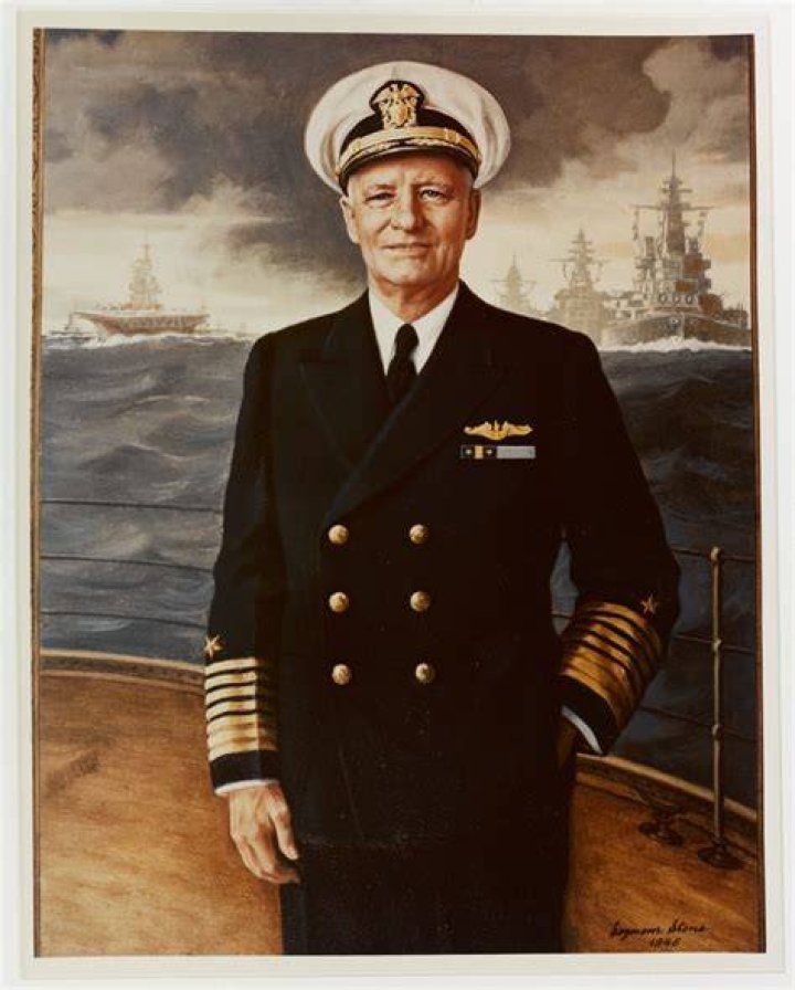 Admiral Chester Nimitz Firing A Gun
