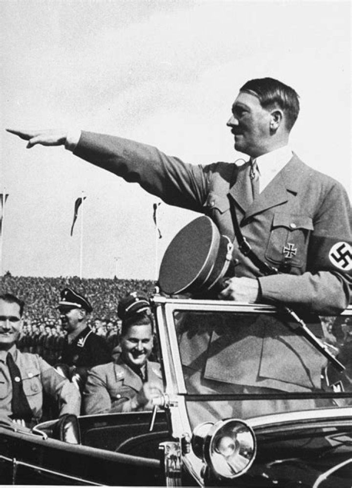 Adolf Hitler Saluting A Crowd
