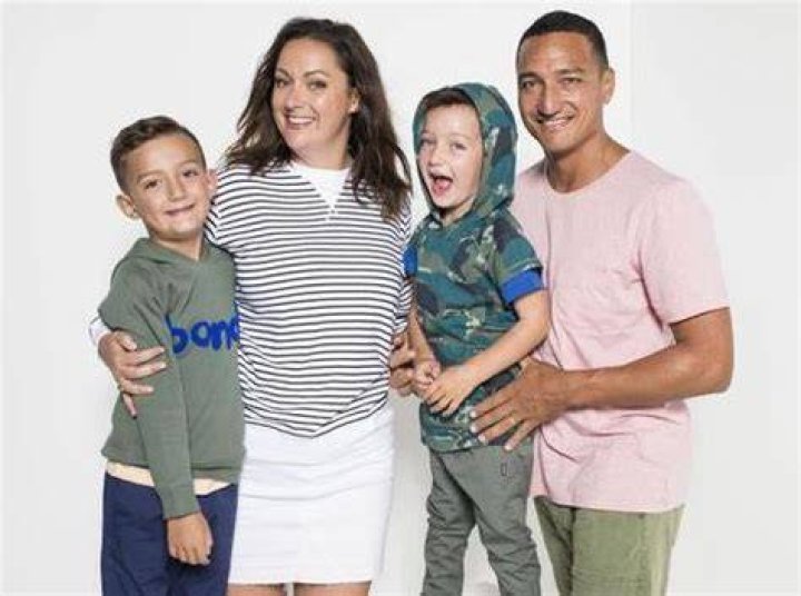 Celeste Barber with her spouse Api Robin, sons Lou and Buddy