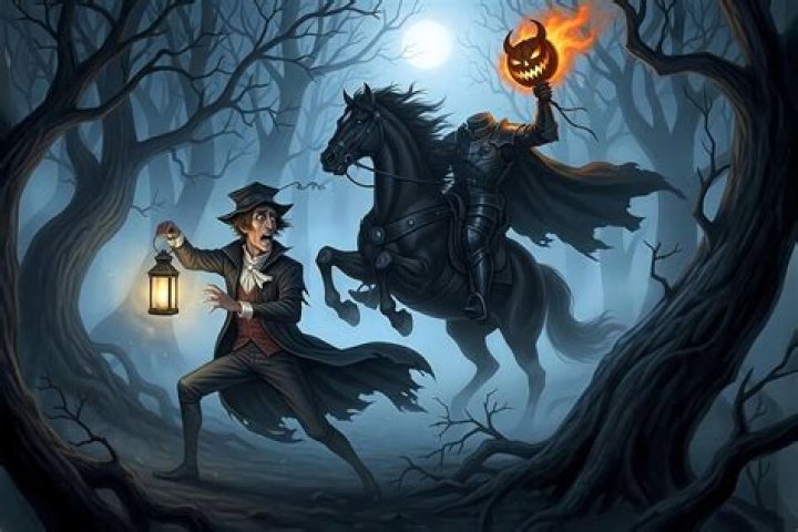 Headless Horseman Chasing Ichabod Crane