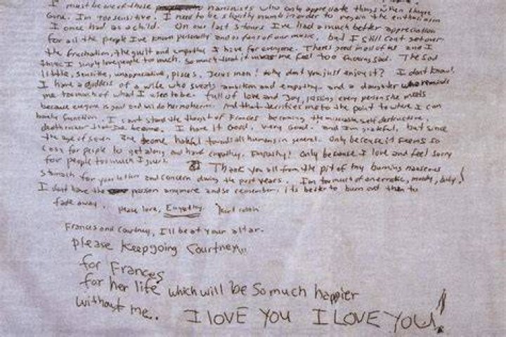 Kurt Cobain Suicide Note