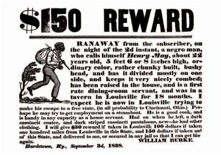 Runaway Slave Reward Poster