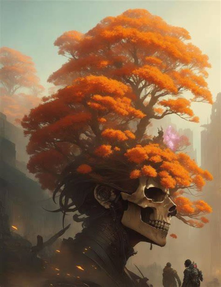 Skull On Tree In Pacific War