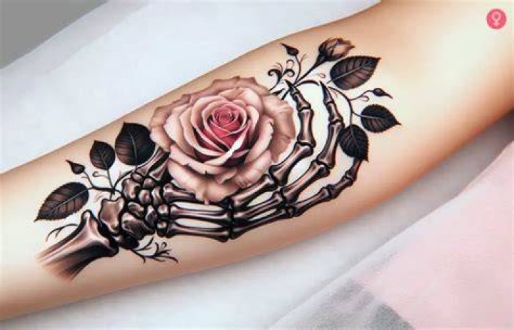 What does a skeleton hand and rose tattoo mean?