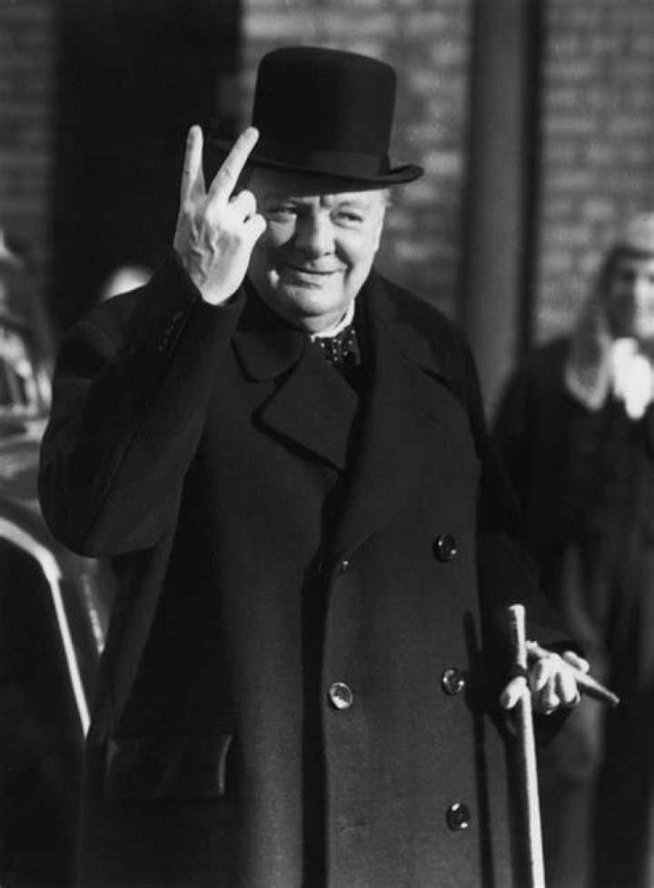 Winston Churchill Flashing The Victory Sign