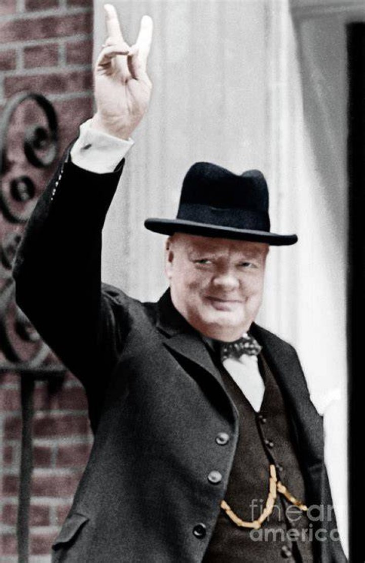 Winston Churchill Giving V Sign